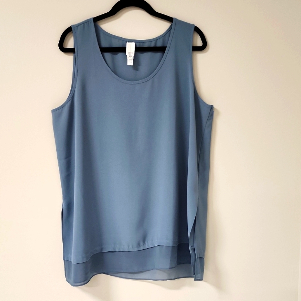 WynneLayers Women's Chiffon Sleeveless Top Blue XL